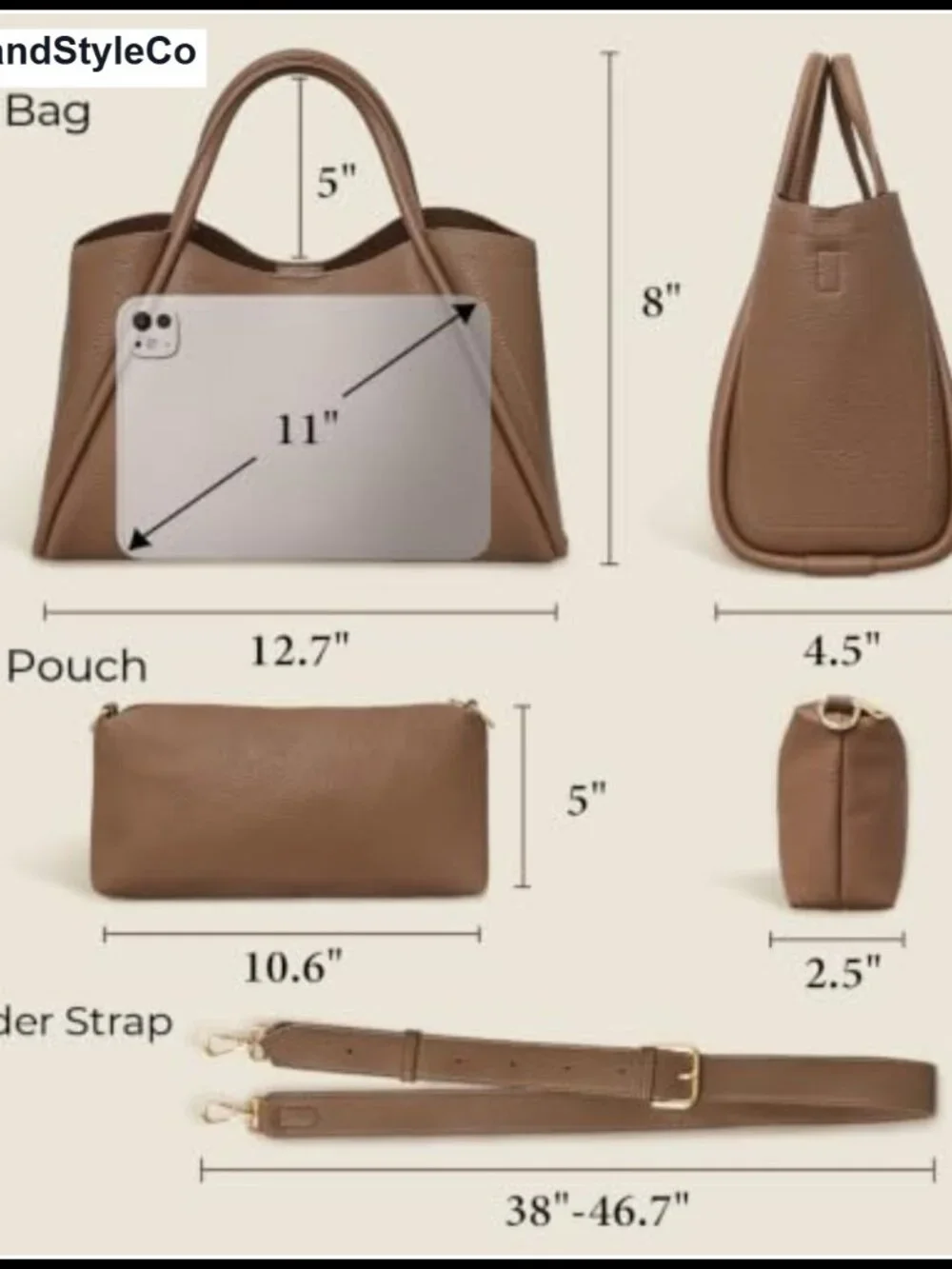 Faux Leather Satchel Handbag for Women with Adjustable Shoulder Strap